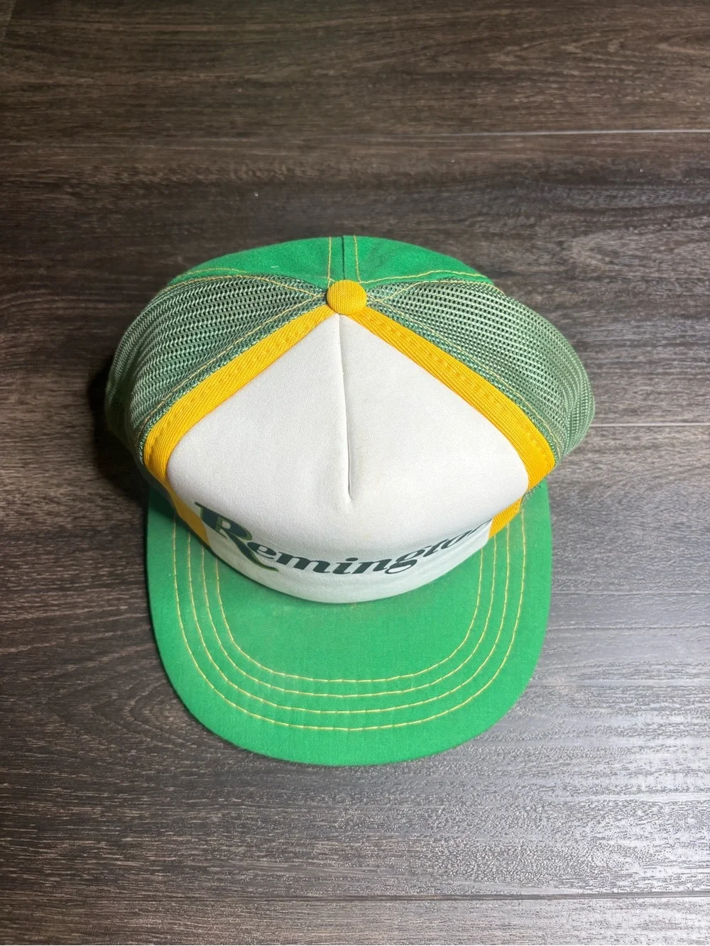 Vintage Remington Green White Snapback Hunting Trucker Cap